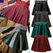 Women Girls PU Leather High Waist Skater Ladies Flared Pleated Short Skirt Party