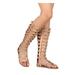 New Women Indulge Athena-I Knee High Strappy Flat Gladiator Sandal