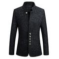 VINNED Men's Stand Collar Suit Korean Ultra-slim Single Row Jacket Coat Outwear Single-breasted British Gentleman