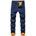 Men's Fleece Lined Skinny Jeans Winter Slim Fit Thicken Warm Stretch Jeans Thermal Casual Winter Leggings Pants Fleece Joggers Pants Trousers Jogging Bottoms Size 28-42