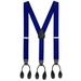 Hold'Em Suspender for Men Y-Back Genuine Leather Trimmed button end tuxedo suspenders Many colors and designs - Royal Blue (Regular 46" Long)