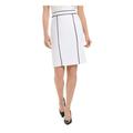 CALVIN KLEIN Womens White Textured Striped Knee Length Pencil Skirt Size 2