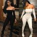 WomenÂ´s Jumpsuit Long Sleeve Off Shoulder Bodycon Clubwear Party Playsuit Romper Trousers White Black Slim One Piece Clothes