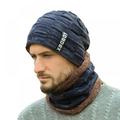 Karlsitek Beanie Hat Scarf Set,Men Autumn Winter Fluffy Knitted Cap Neck Warmer Headwear