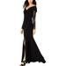 Xscape Womens Petites Lace Off-The-Shoulder Evening Dress Black 6P