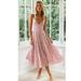 New Women's Boho Floral V neck Backless Bow Knot Tied Party Evening Beach Dresses Midi A-Line Dress Sundress