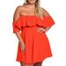 Avamo Women Summer Boho Dress Backless Strapless Ruffle Sundress Solid Color Plus Size Pullover Mini Dress