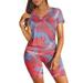 Womenâ€™s Fashion Tie-dye Short Sleeve T-shirt and Shorts Sport Set