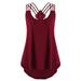 Womens tops time and tru tops tank tops for Women Ladies' Bandages Sleeveless Vest Top High Low Tank Top Notes Strappy Tank Tops