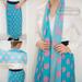 37" Long Lined Pleated Chiffon Skirt Women Maxi Skirts Turquoise Matching Scarf Included [NYQZ-753] WAIST= 32