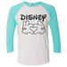 Womens Disney Raglan â€œ Disney Love â€� Disney World 3/4 Sleeve Baseball Tee Gift X-Large, White/Aqua