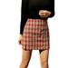 Women Casual Slim Plaid Pencil Skirt A-Line High Waist Split Zipper Package Hip Vintage Short Skirt Dress Casual Bodycon Mini Dress