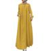 ZANZEA Muslim Dress Women Side Pockets A-Line Plain Full Length Dress