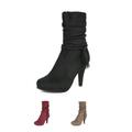 DREAM PAIRS Women's Fashion Suede Mid Calf Winter Warm Faux Fur Lined Kitten Heel Boots VIVI BLACK Size 10.5