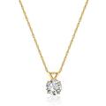 Jewelili 10K Yellow Gold 6.5mm Swarovski Zirconia Solitaire Pendant Necklace, 18" Rope Chain Best value for friends, for her Birthstone Birthday Gift, for moms & sisters, trendy, real precious jewelry