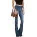 Women's Stretch Slim Fit Denim Pants Flare Jeans Ladies Casual High Waist Bell Bottoms Wide Leg Trousers