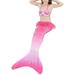 CVLIFE 4-13Y Kids Girls Swimwear Mermaid Tail Swimsuits Beachwear Bikini Set Children Swimmable Costumes Lace Up Tops 3PCS Quick Dry