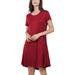 Avamo Women Summer Boho T Shirt Dress Short Sleeve Beach Cover Up Short Sleeve Pockets Dress Red M(US 8-10)