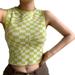 NZND Woman Sleeveless Round Neck Check Color Slim Woolen Comfortable Vest Summer