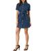 Allegra K Junior's Belted Full Placket Denim Dresses with Pockets