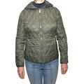 Michael Kors Down Zip Front Hooded Jacket Quilted Puffer Packable, Olive, Small