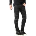 Ma Croix Mens Biker Jeans Slim Fit Distressed Ripped Zipper Stretch Denim Pants