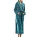 Lumento Women Kimono Bathrobes Long Sleeve Pajamas Robes Fleece Wrap Robe Pockets Selt-Tied Nightgown