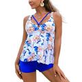 Sexy Dance Women Floral Swimsuit Swimdress+Swim Boyshorts Bottoms Beachwear Swimwear Push Up Padded Tummy Control Swimming Costumes Adjustable Straps Bathing Suit Monokini Bikini Sets Tankini Sets