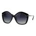 Polarized Womens Mod Oversize Butterfly Chic Sunglasses Black Silver Smoke