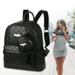 Vbiger Women Backpack 2 in 1 PU Leather Embossed Chic School Shoulder Backpack with Hanging Pouch Portable Travel Day-pack 11.6'' x 5.9'' x 12.8'' Black