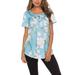 Plus Size Summer T-shirts For Women Vintage Casual Floral Print Short Sleeve Pullover Loose Plus Size Ladies Tops Shirt Blouses For Ladies Girls Size 4-22 Light Blue Lily Print L