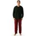 #followme Mens PJ Set - Fleece Pajama Bottom w/ Thermal Top (Black with Red Black Buffalo Plaid Pant, X-Large)