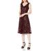 Taylor Dresses Women's Cap Sleeve Floral Lace Dress, Burgundy/Black, 4 - NEW