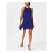 JESSICA HOWARD Womens Blue Embellished Sleeveless Halter Short Shift Cocktail Dress Size 14P