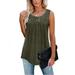 Womens tops time and tru tops tank tops for Women Sleeveless Lace Active Tank Tops Ruffle Loose Tunic Blouse Shirt Blouse