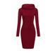 Women's Fashion Sweatshirt Dresses Pocket Hooded Casual Dress Mini Dress