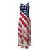 QunButy American Flag Dress Women July 4th Patriotic Plus Size Maxi Dress Independence Sleeveless V Neck Tank Long Dresses