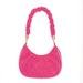 Winnereco Retro Women Pleated Pure Color Underarm Bag Casual Mini Handbag (Dark Pink)