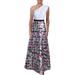 Kay Unger New York Womens Mikado Printed One Shoulder Evening Dress