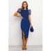 Women's Sexy Side Open Fork Bubble Sleeve Solid Color Dress