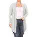 Women's Plus Size Casual Draped Open Front Long Sleeves Solid Cardigan Made in USA