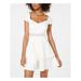 CRYSTAL DOLLS Womens White Short Sleeve V Neck Mini Fit + Flare Party Dress Size 7