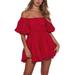 Colisha Women Ruffle Mini Dress Short Sleeves Off Shoulder Dress Summer Casual Cute Sundress Loungewear Beachwear