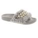 Wild Diva Women's Matty-04A Embellished Pearl Faux Fur Platform Wedge Slide Sandal