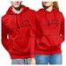 Egmy Men'S And Women'S Valentine'S Day Heart Print Loose Pullover Hooded Sweatshirt