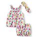 Wonder Nation Baby Girl Printed Woven Babydoll Top, Diaper Cover and Headband, 3-Piece Set