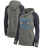 New York City FC Fanatics Branded Women's Antique Stack Tri-Blend Raglan Pullover Hoodie - Heathered Gray