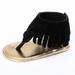 Promotion clearance Newborn Baby Girl Shoes Tassel Summer Shoes Anti-slip Flip Flop Prewalker For Baby Girls Black L