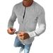 Men's Crew Neck Slim Fit Long Sleeve Cotton Linen Henley Shirt Muscle Tees T-shirt Casual Shirts Tops Blouse