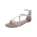 Bar III Womens Victoria Faux Leather Open Toe Flat Sandals